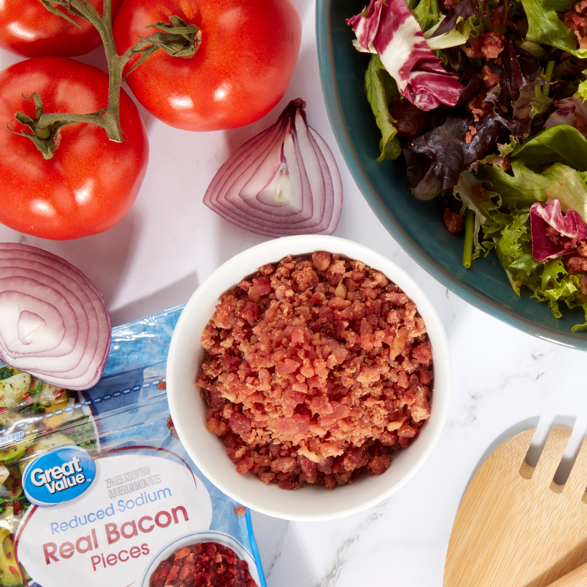 Great Value Reduced Sodium Real Bacon Pieces, 2.5 oz thumbnail 2