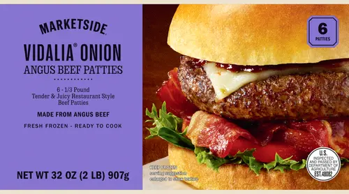 Marketside Vidalia Onion Angus Beef 1/3lb Patties, 6 Count, 2 lb (Frozen)