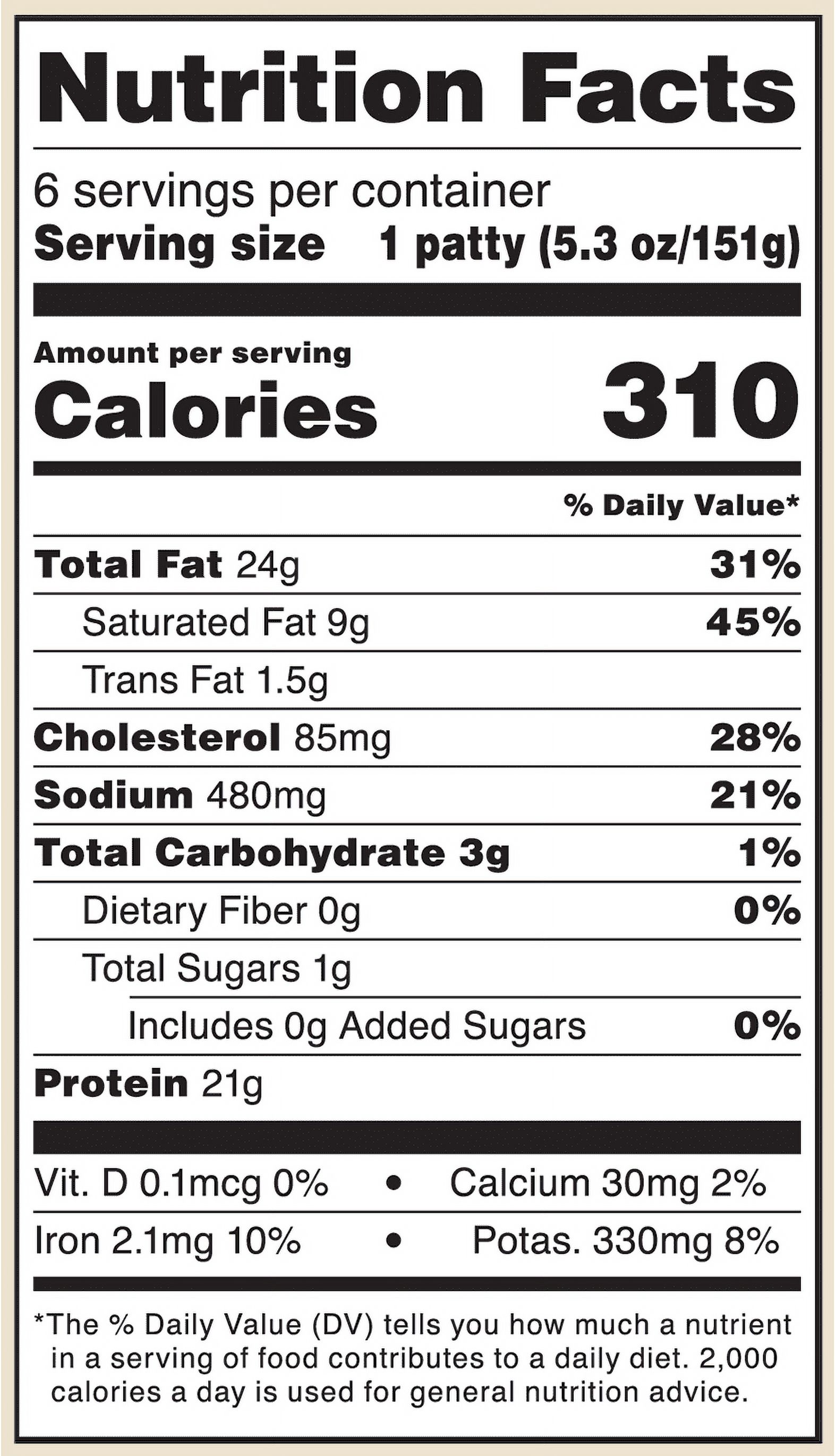 Marketside Vidalia Onion Angus Beef 1/3lb Patties, 6 Count, 2 lb (Frozen) thumbnail 2