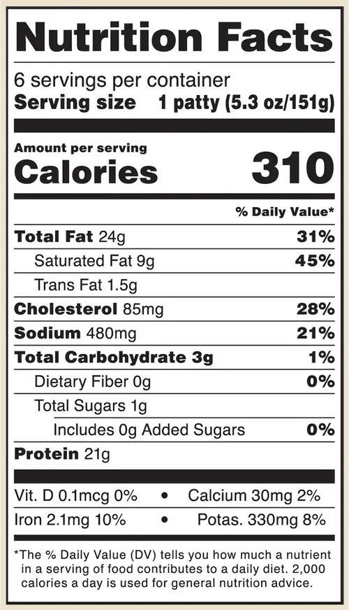 Marketside Vidalia Onion Angus Beef 1/3lb Patties, 6 Count, 2 lb (Frozen) thumbnail 2