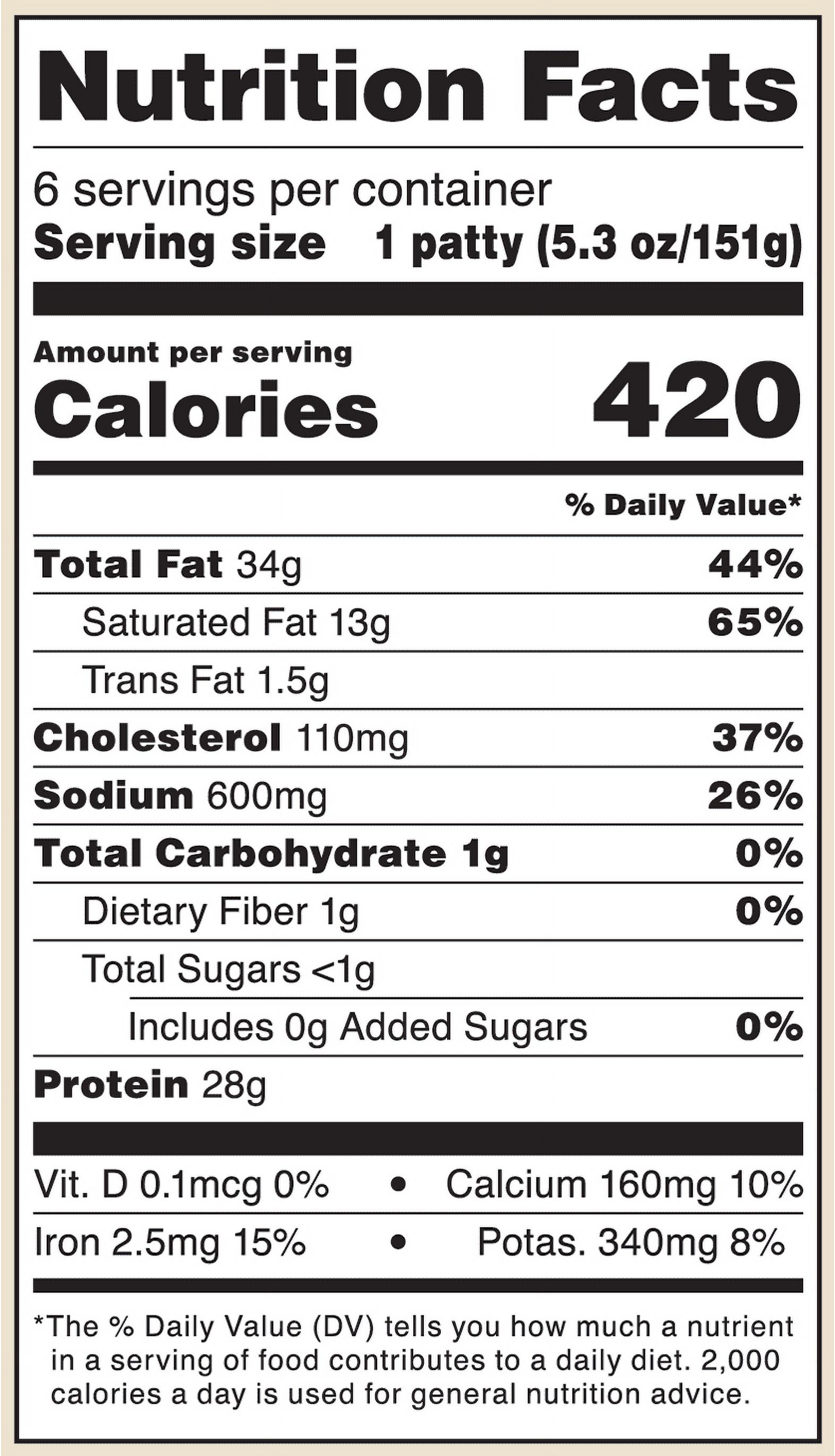 Marketside Cheddar & Bacon Angus Beef  1/3 lb Patties, 6 Count, 2 lb (Frozen) thumbnail 3
