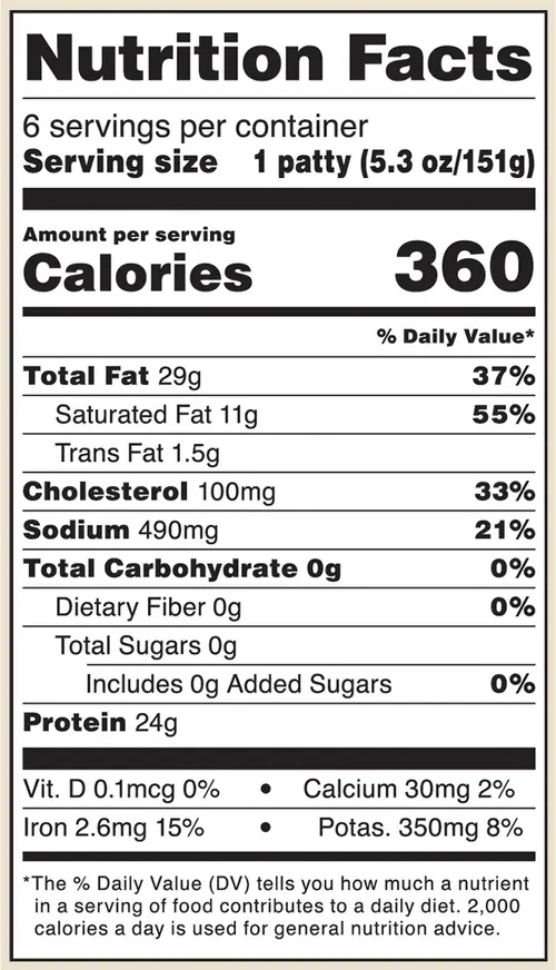 Marketside Seasoned Angus Beef 1/3 lb. Patties, 6 Count, 2lb (Frozen) thumbnail 3