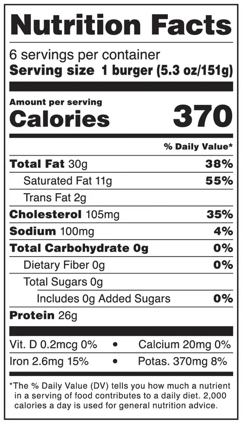 Marketside 100% Angus Beef Burgers, 6 Count, 2lb (Frozen) thumbnail 3