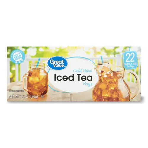 Great Value Cold Brew Black Iced Tea Bags, 22 Ct
