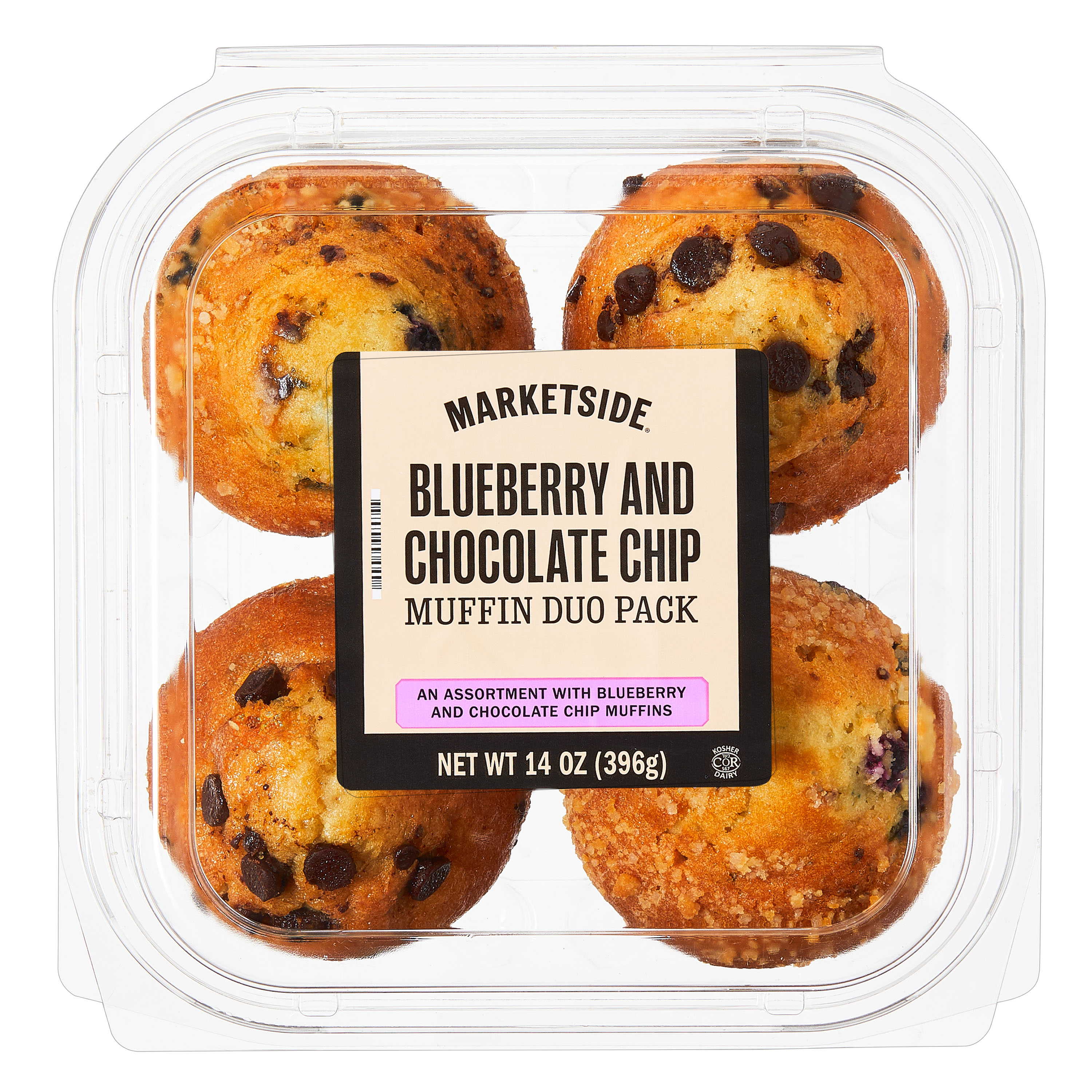 Marketside Blueberry & Chocolate Chip Muffins, 14 oz, 4 Count
