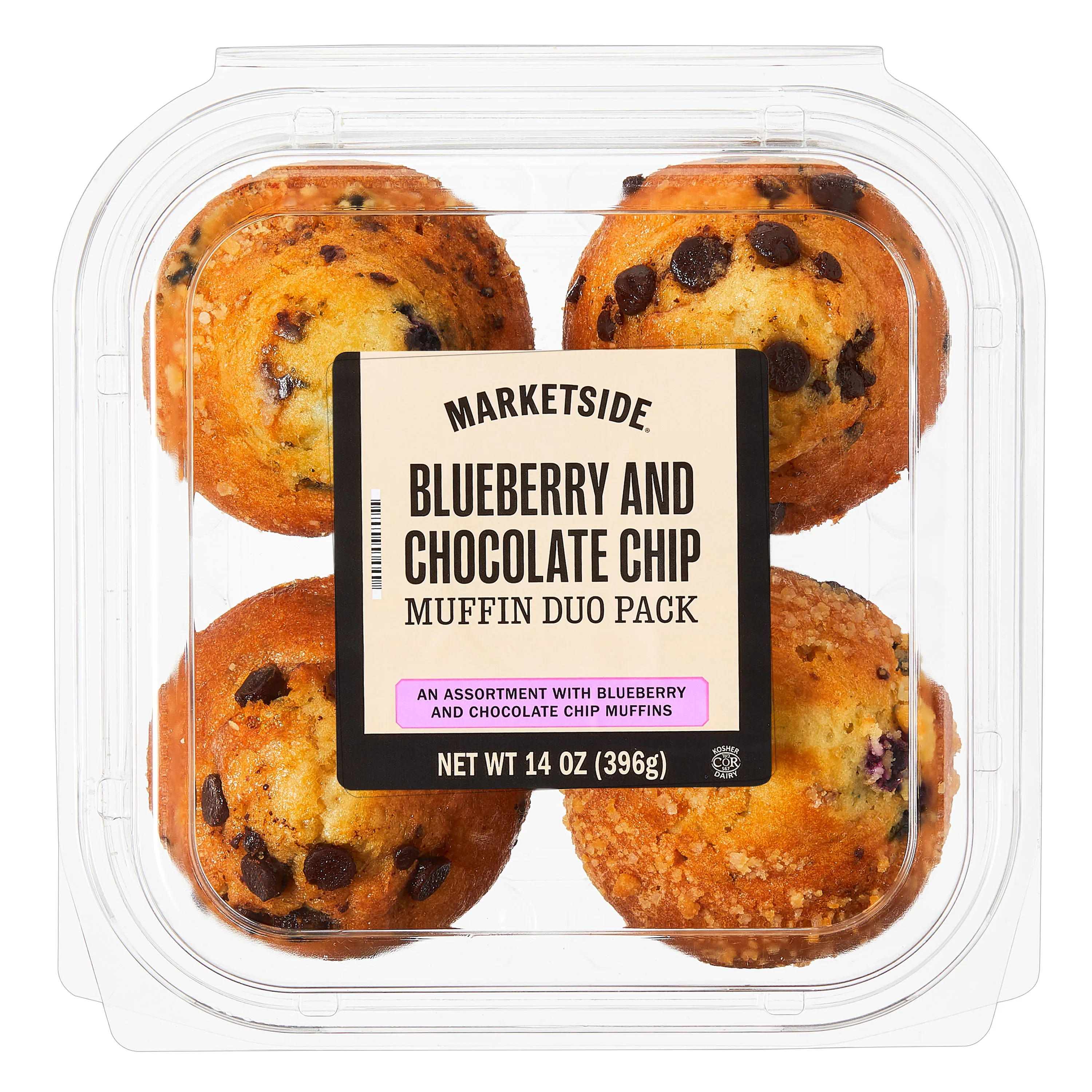 Marketside Blueberry & Chocolate Chip Muffins, 14 oz, 4 Count