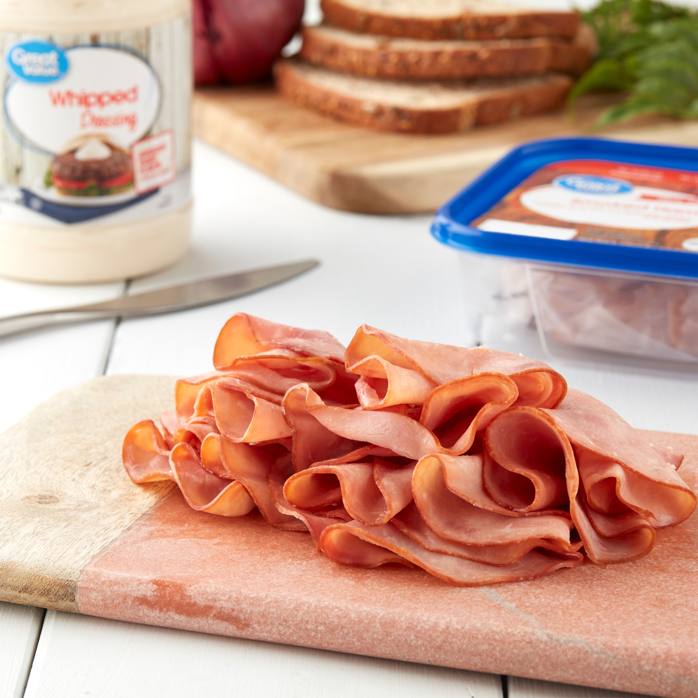 Great Value Thin Sliced Smoked Ham Lunchmeat, 9 oz Plastic Tub, 10g of Protein per 2oz Serving thumbnail 2