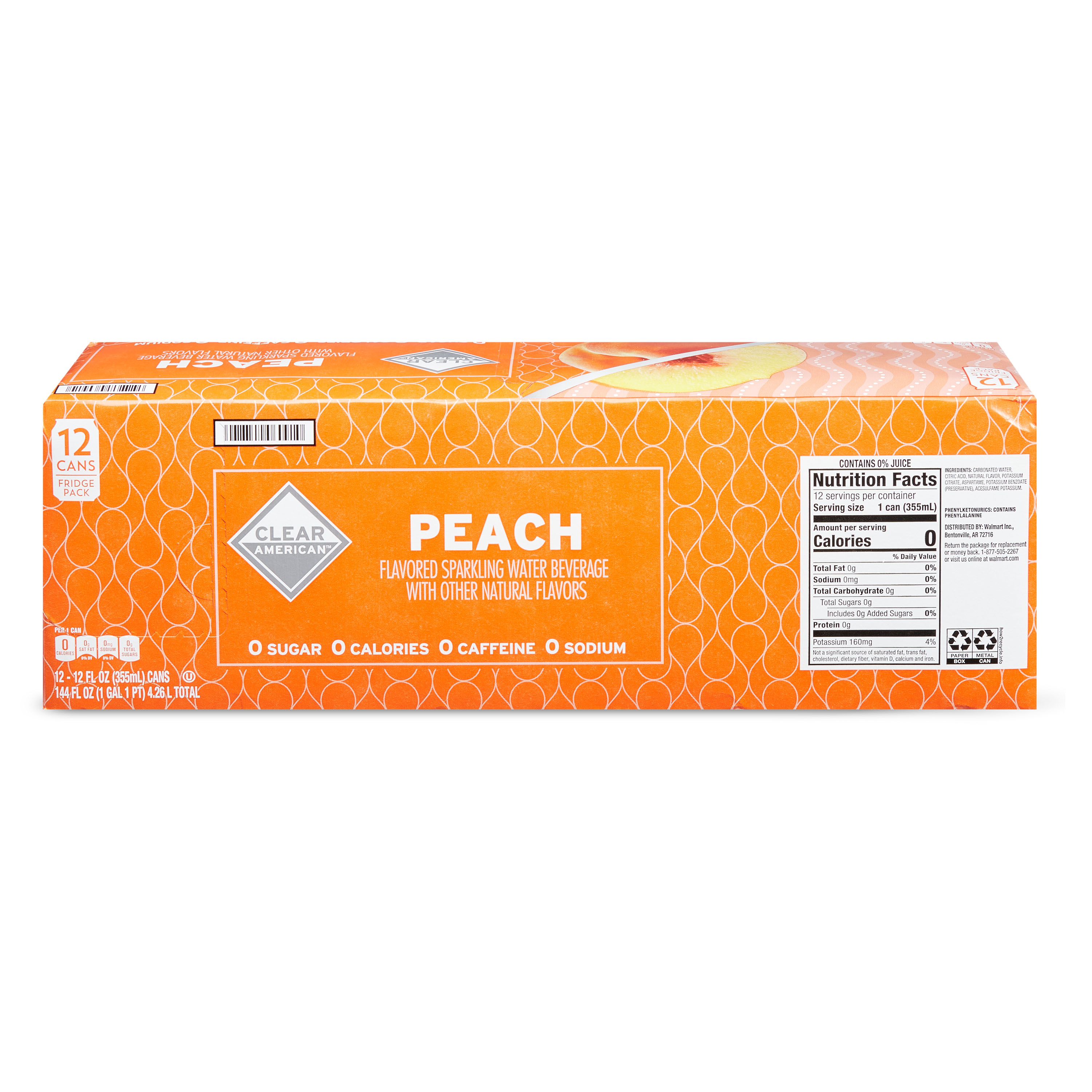 Clear American Golden Peach Water, 12 fl oz, 12 pack thumbnail 3