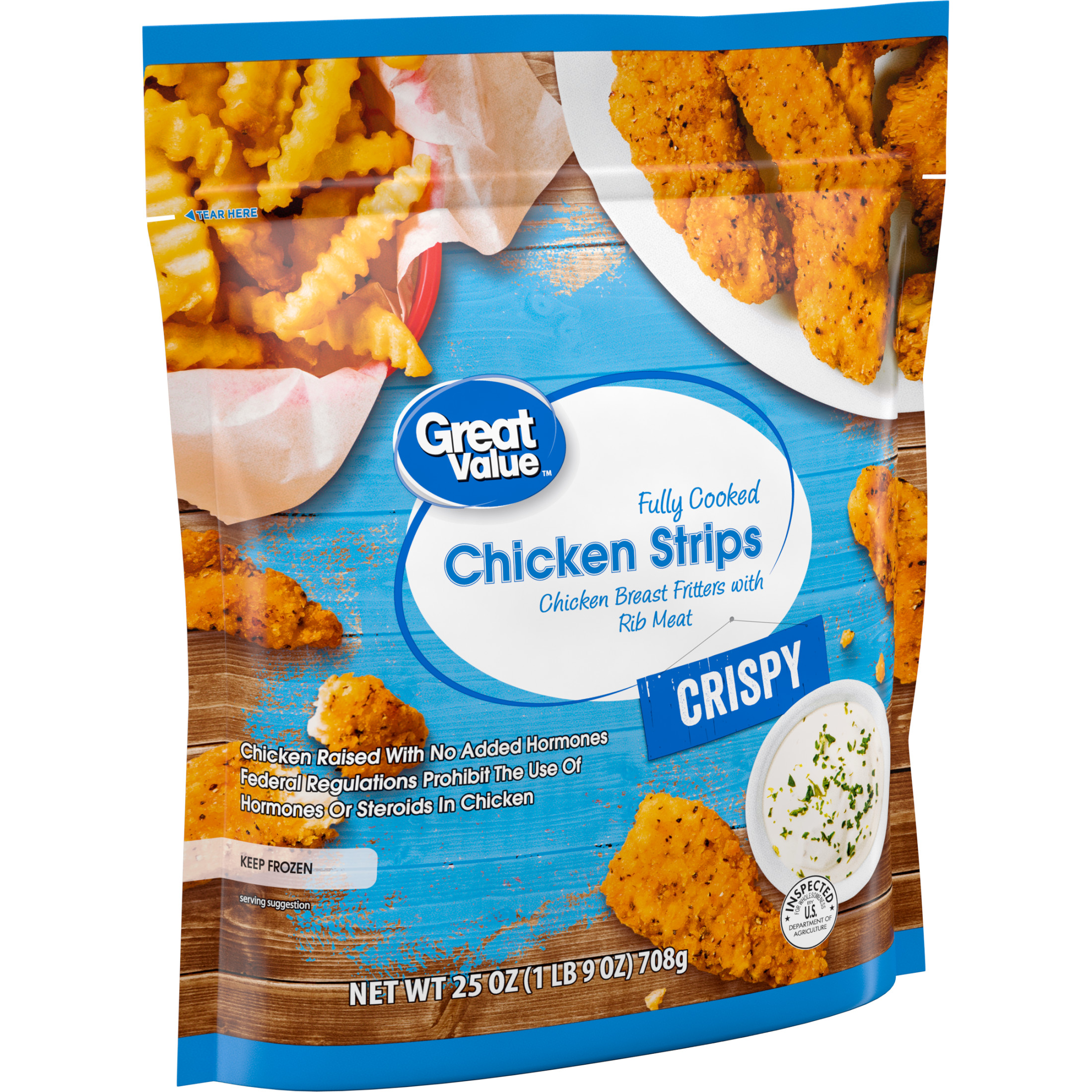 Great Value Fully Cooked Chicken Strips, 25 oz (Frozen)