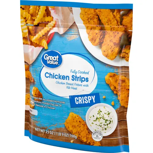 Great Value Fully Cooked Chicken Strips, 25 oz (Frozen) thumbnail 3