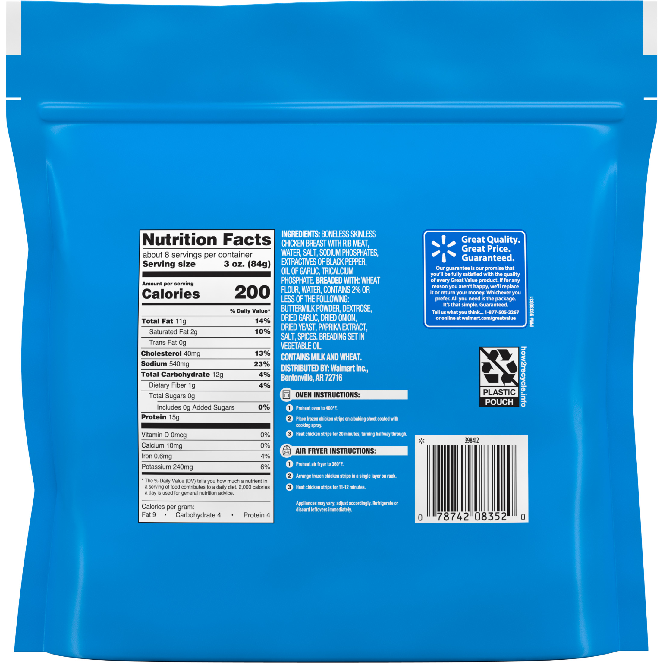 Great Value Fully Cooked Chicken Strips, 25 oz (Frozen) thumbnail 4