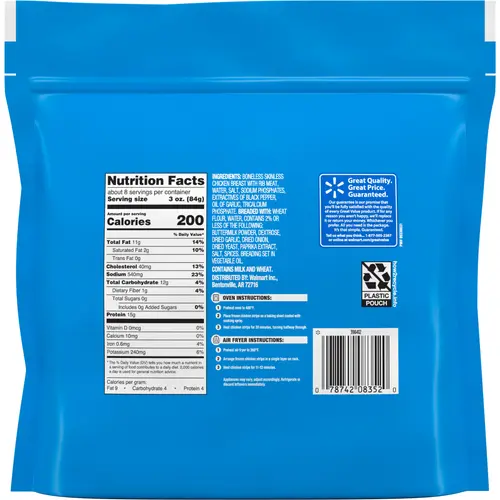 Great Value Fully Cooked Chicken Strips, 25 oz (Frozen) thumbnail 4