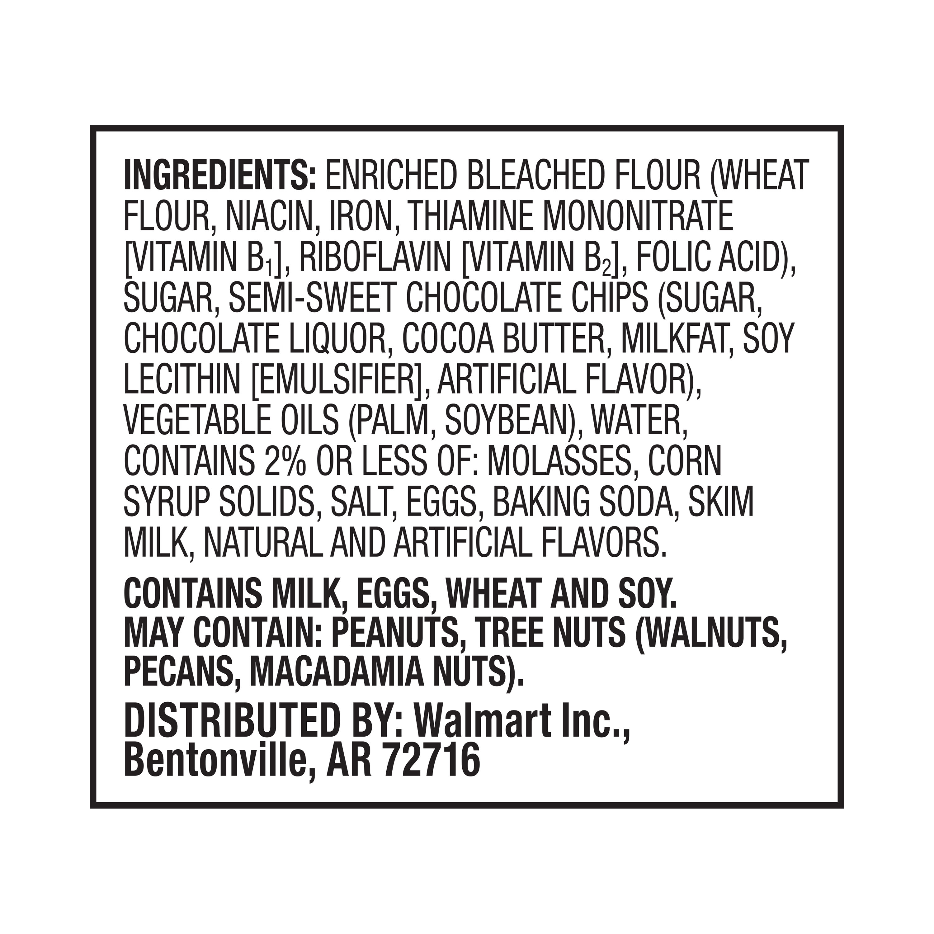 Great Value Ready to Bake Regular Chocolate Chip Cookie Dough, 16.5 oz., Allergens Contained: Eggs, Milk, Soy, Wheat, Allergens  thumbnail 4