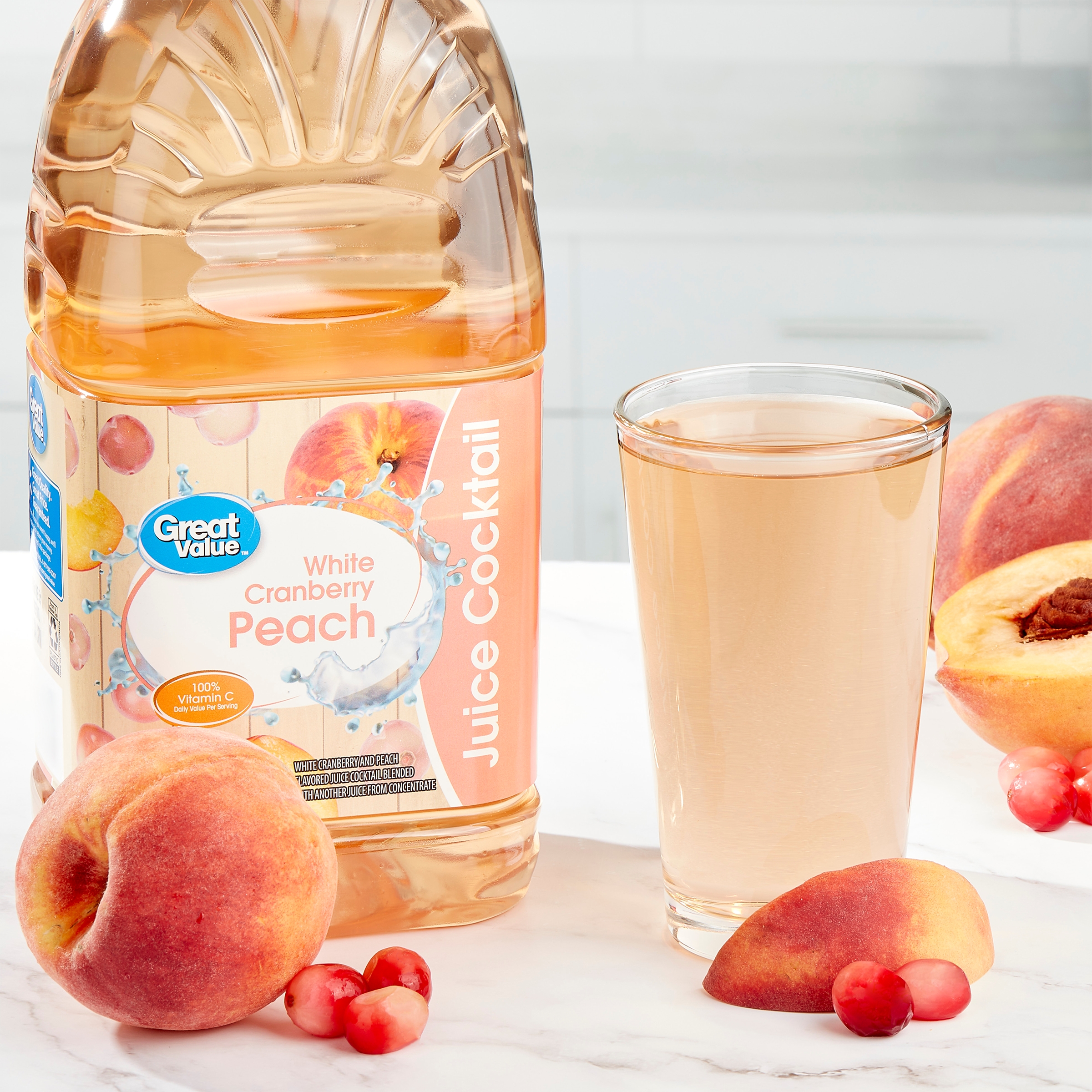 Great Value White Cranberry Peach Juice Cocktail, 64 fl oz thumbnail 2