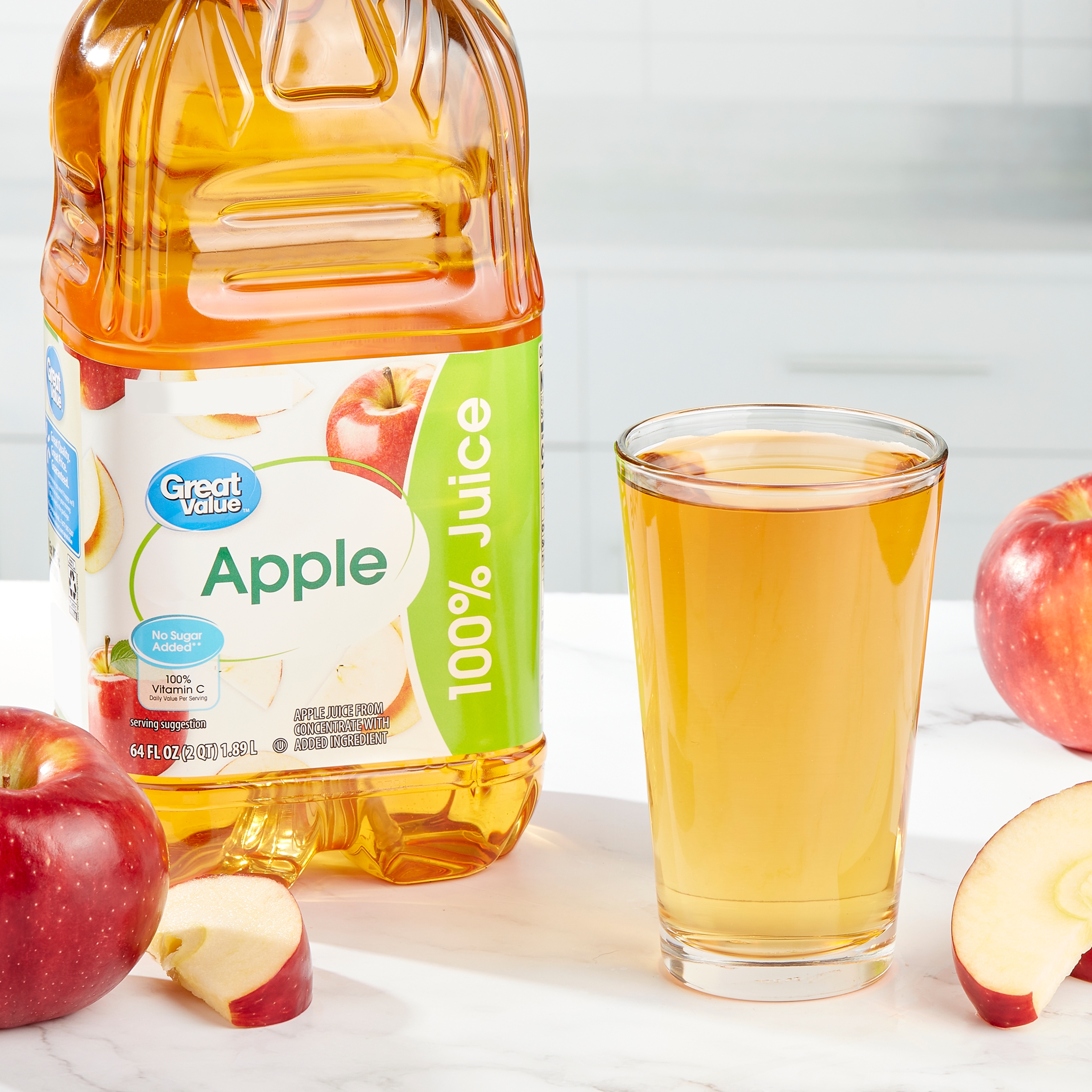 Great Value No Added Sweeteners 100% Apple Juice, 64 fl oz thumbnail 2