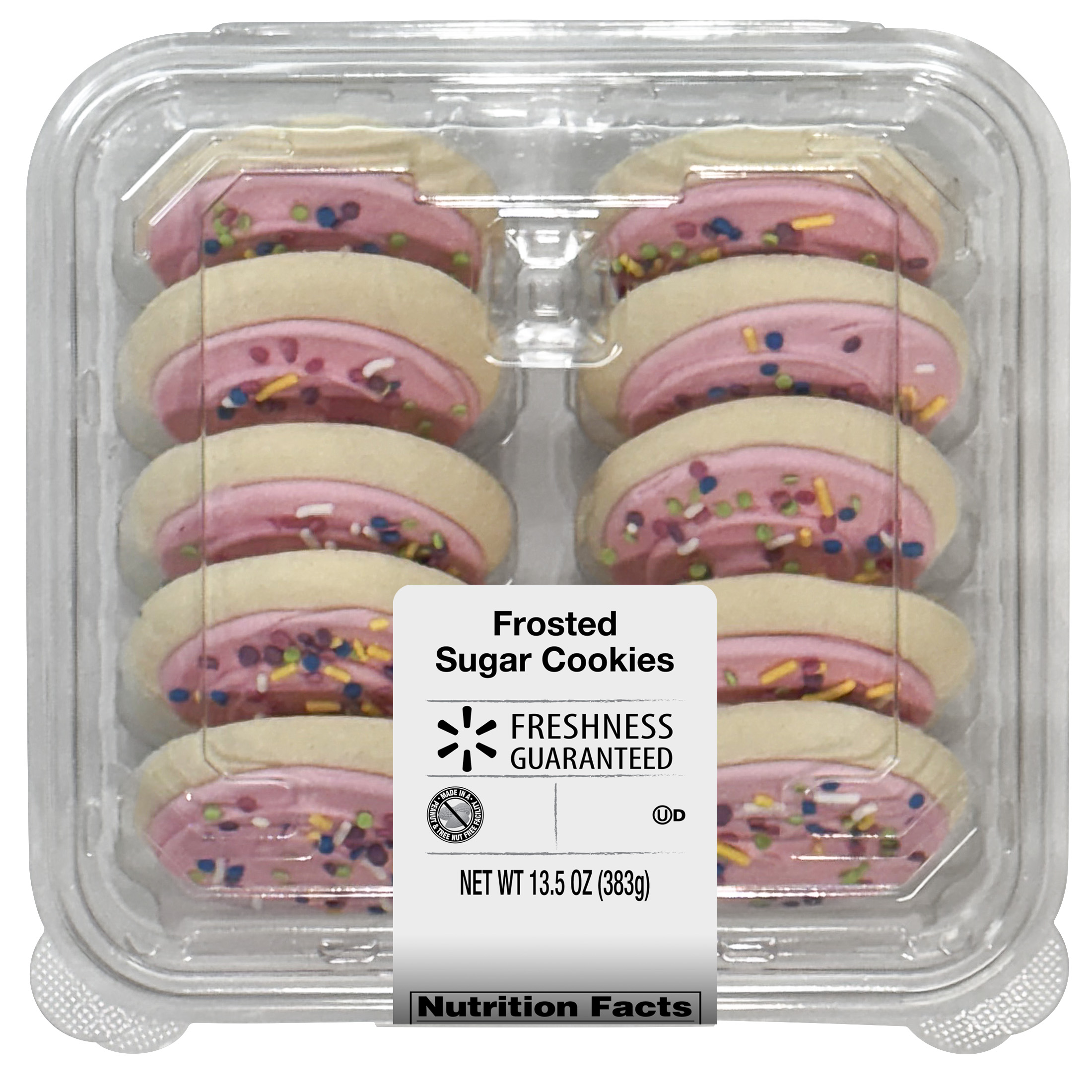 Freshness Guaranteed Frosted Sugar Cookies, Pink, Shelf-Stable, Whole, 13.5 oz, 10 Count