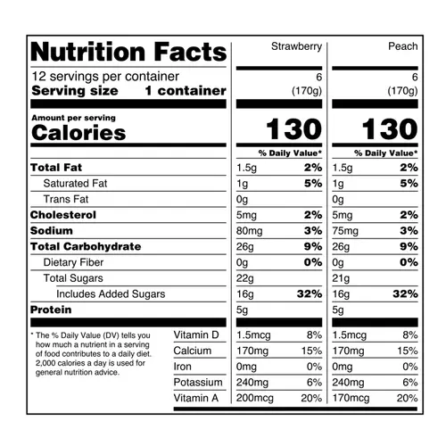 Great Value Original Strawberry and Peach Lowfat Yogurt, 6 oz Cups, 12 Count thumbnail 3