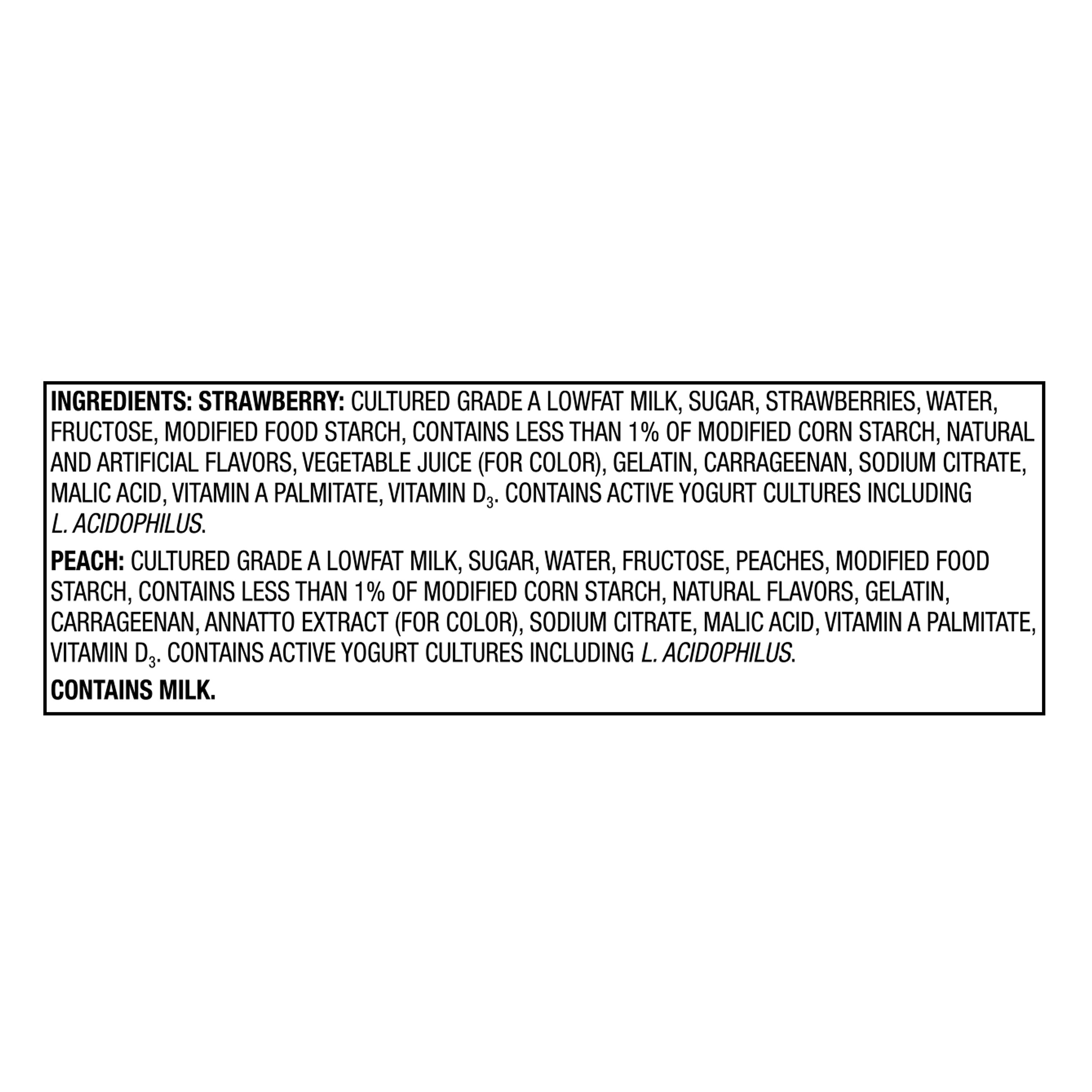 Great Value Original Strawberry and Peach Lowfat Yogurt, 6 oz Cups, 12 Count thumbnail 4