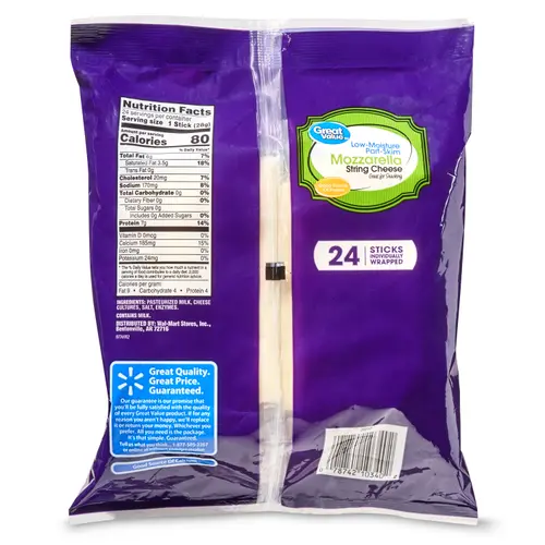 Great Value Mozzarella String Cheese, 24 oz Bag, 24 Count (Refrigerated) thumbnail 4