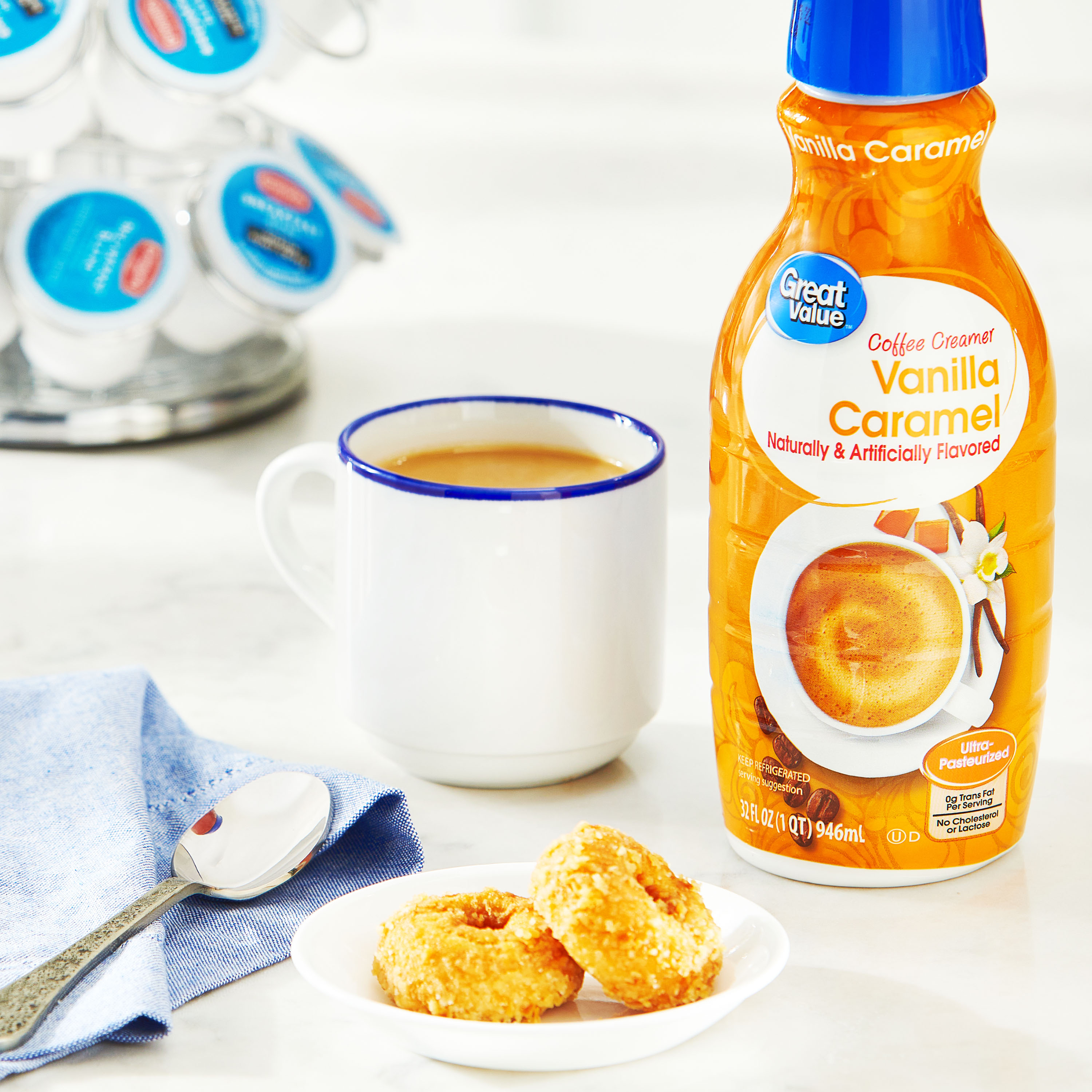 Great Value Vanilla Caramel Coffee Creamer, 32 fl oz thumbnail 2