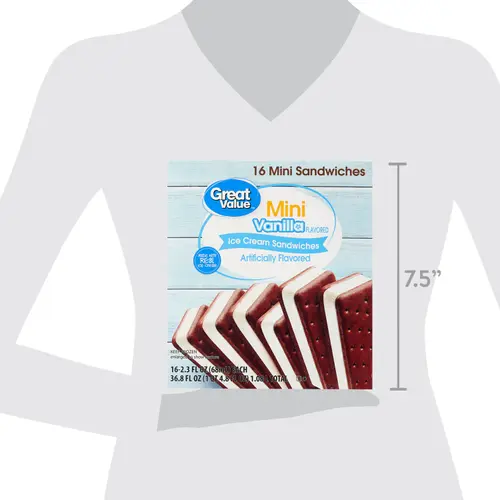 Great Value Mini Vanilla Flavored Ice Cream Sandwiches, 36.8 fl oz 16 Pack thumbnail 4