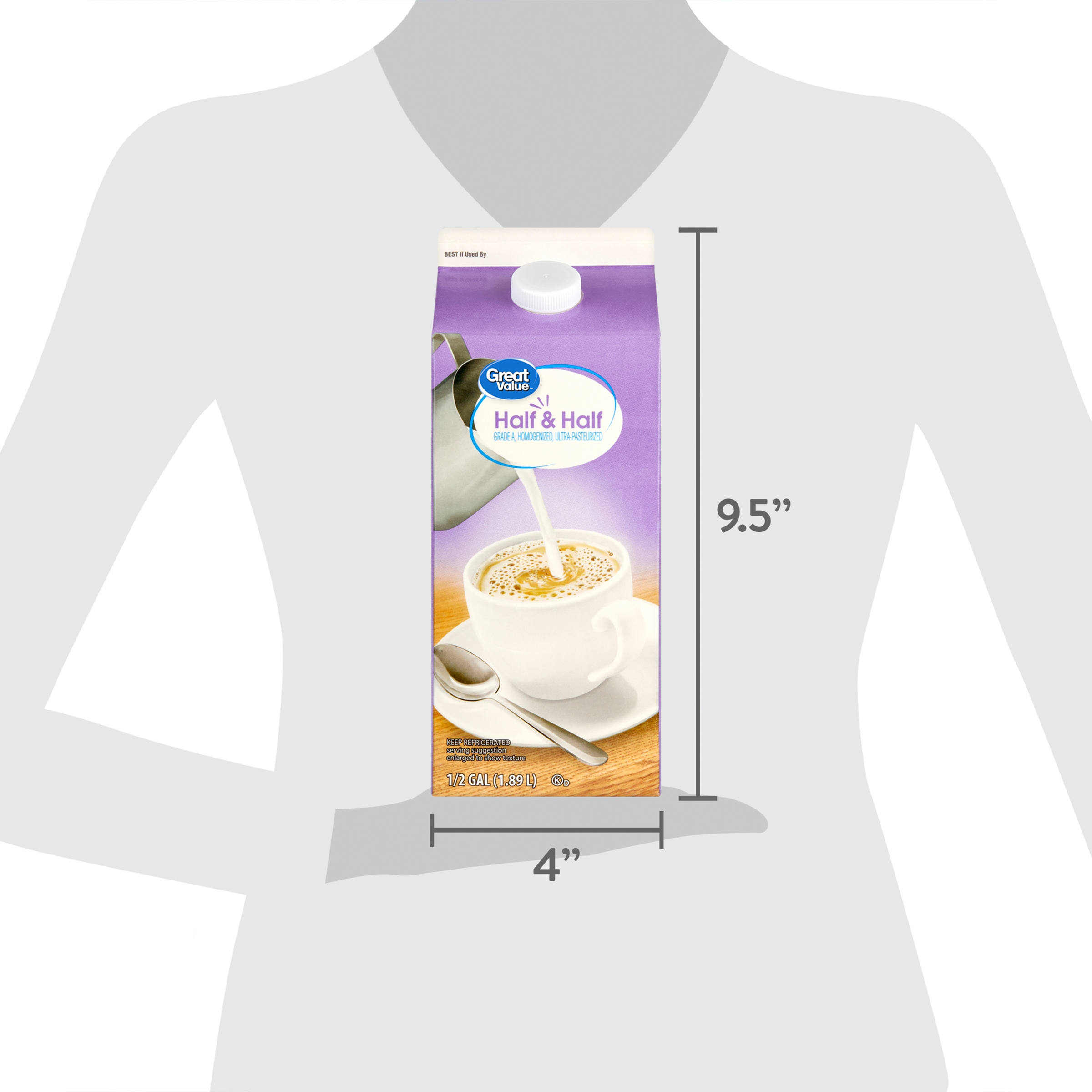 Great Value Half and Half, 64 fl oz Carton, Refrigerated thumbnail 3