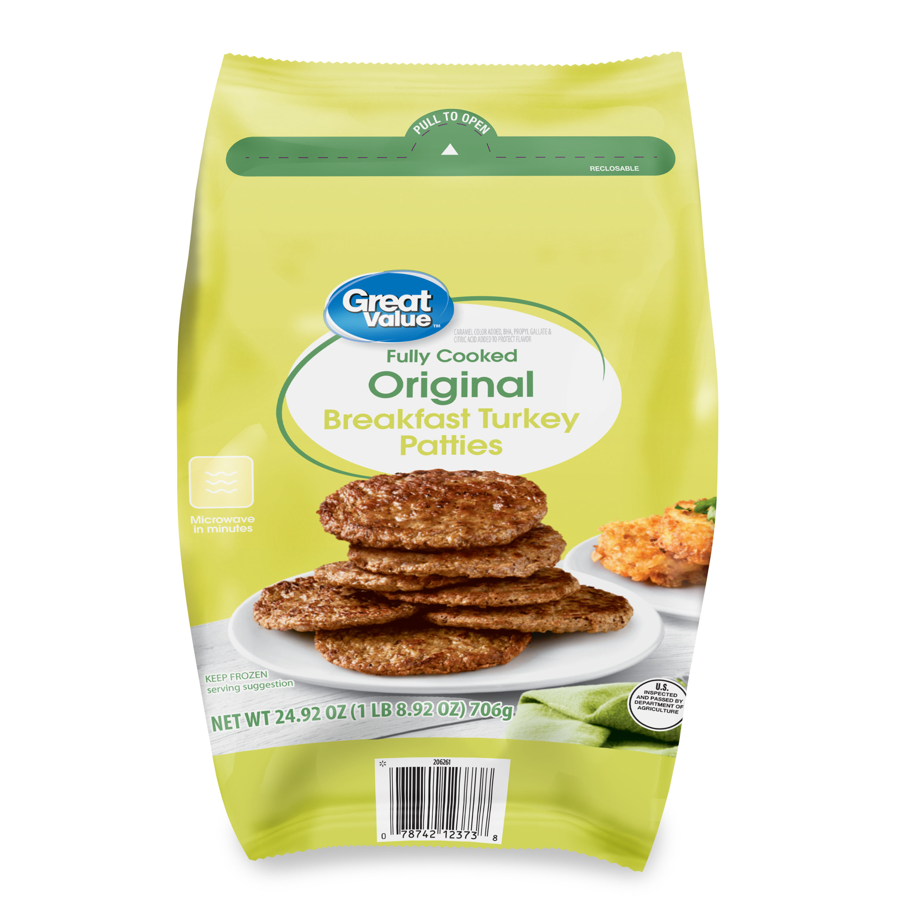 Great Value Fully Cooked Original Turkey Breakfast Patties, 24.92 oz (Frozen)