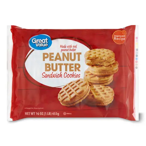 Great Value Peanut Butter Sandwich Cookies, 16 oz, Shelf-Stable/Ambient, Whole, 36 Count