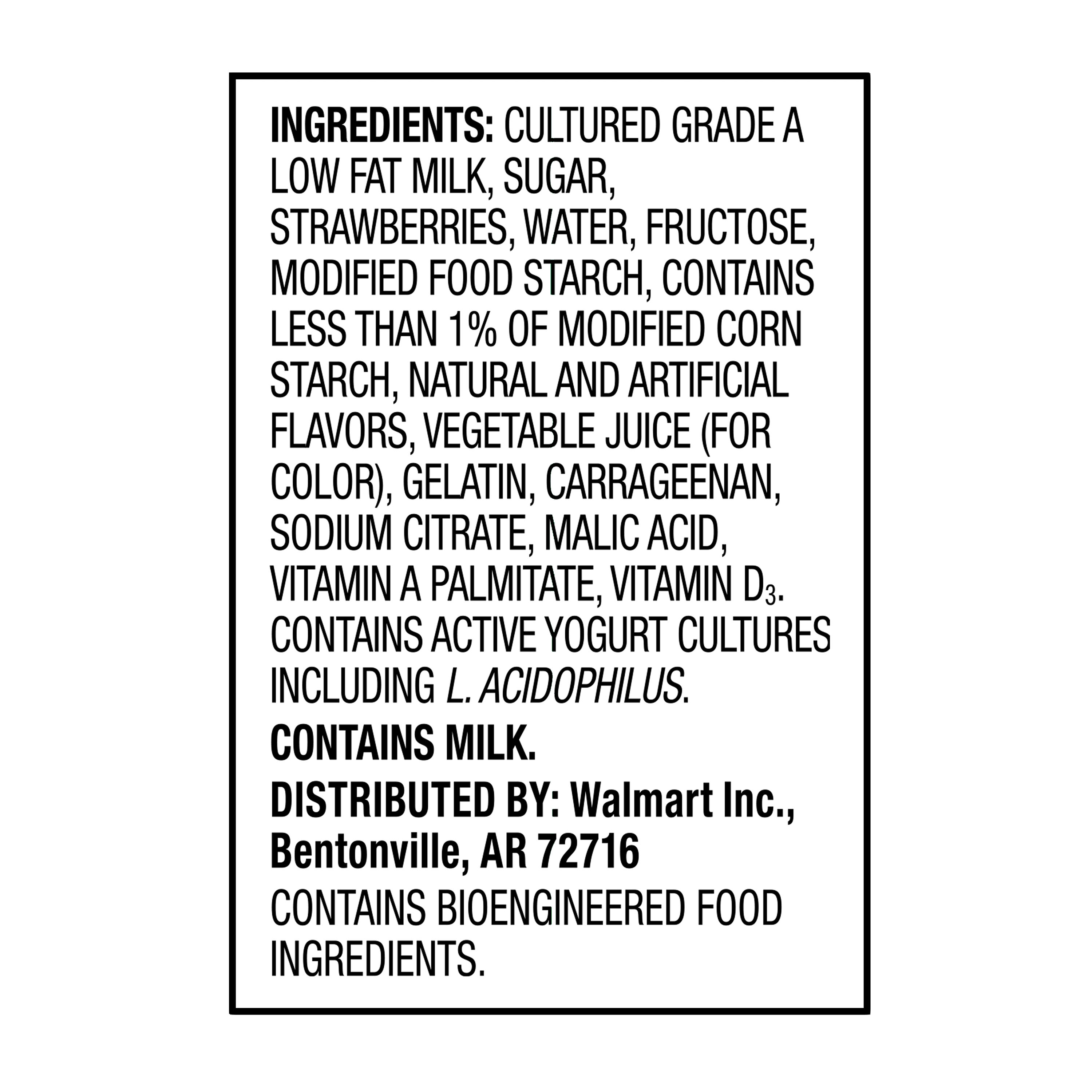 Great Value Original Strawberry Lowfat Yogurt, 6 oz, 4 Count thumbnail 4