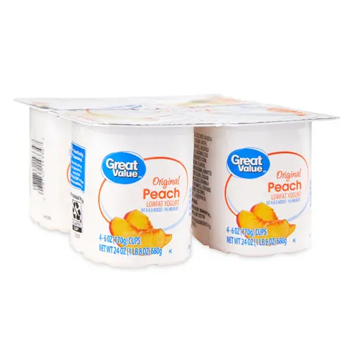 Great Value Original Peach Lowfat Yogurt, 6 oz, 4 Count