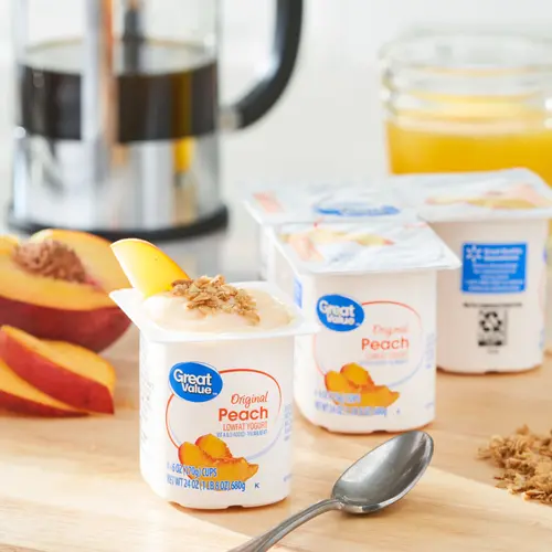 Great Value Original Peach Lowfat Yogurt, 6 oz, 4 Count thumbnail 2