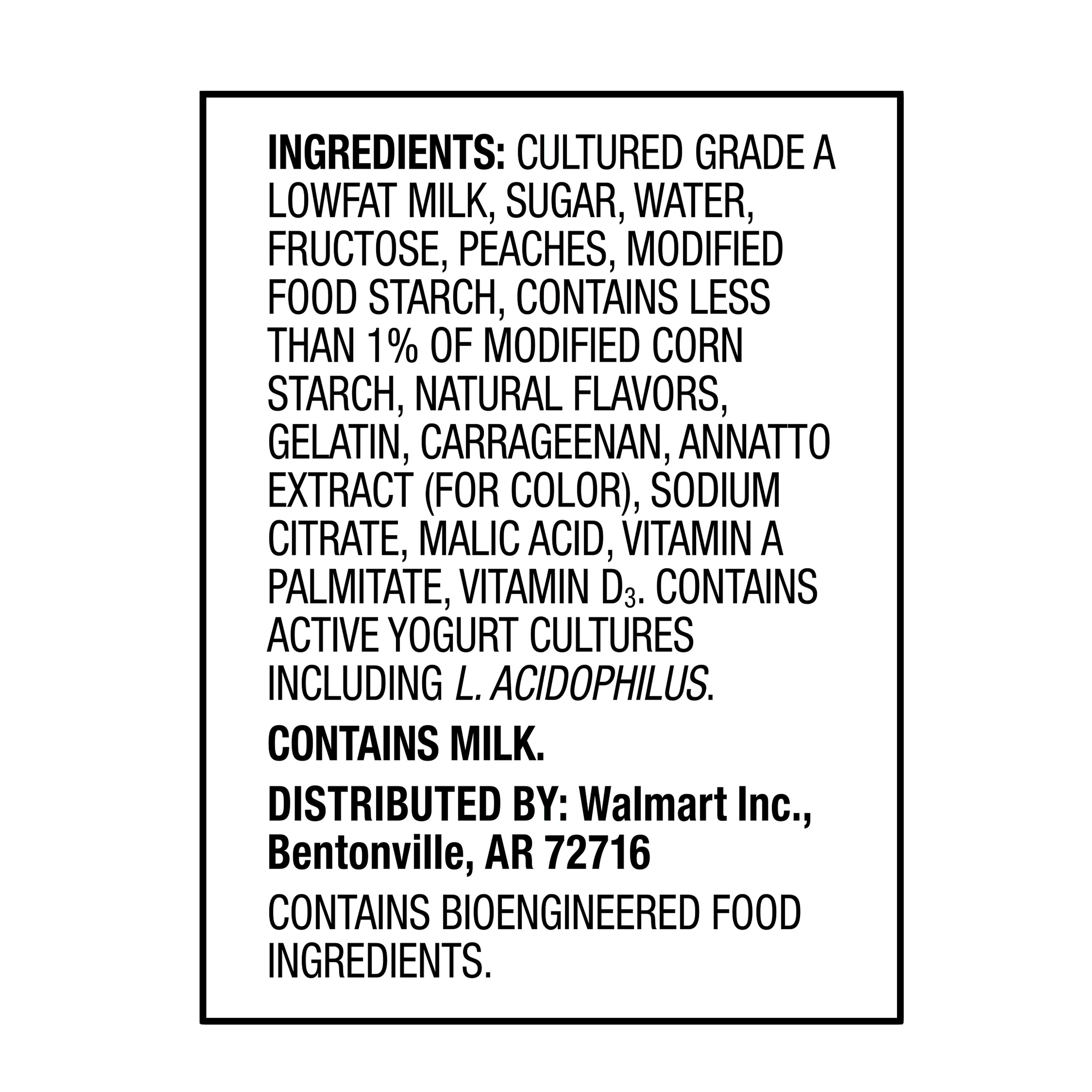 Great Value Original Peach Lowfat Yogurt, 6 oz, 4 Count thumbnail 4