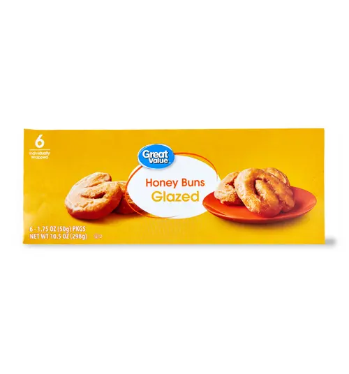 Great Value Glazed Honey Buns, 10.5 oz, 6 Count