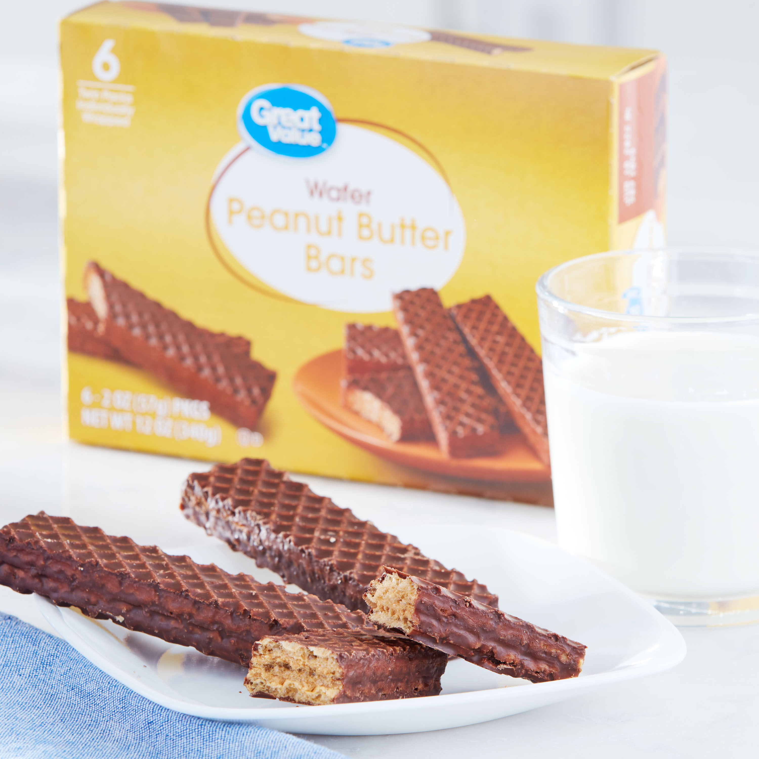 Great Value Peanut Butter Wafer Bars, 2 oz, 6 pack thumbnail 2