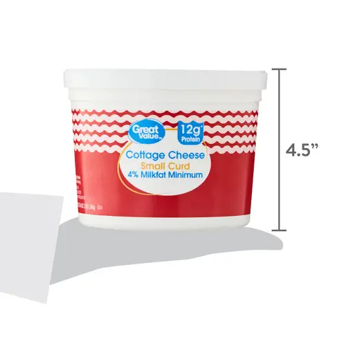 Great Value 4% Milkfat Minimum Small Curd Cottage Cheese, 48 oz thumbnail 2
