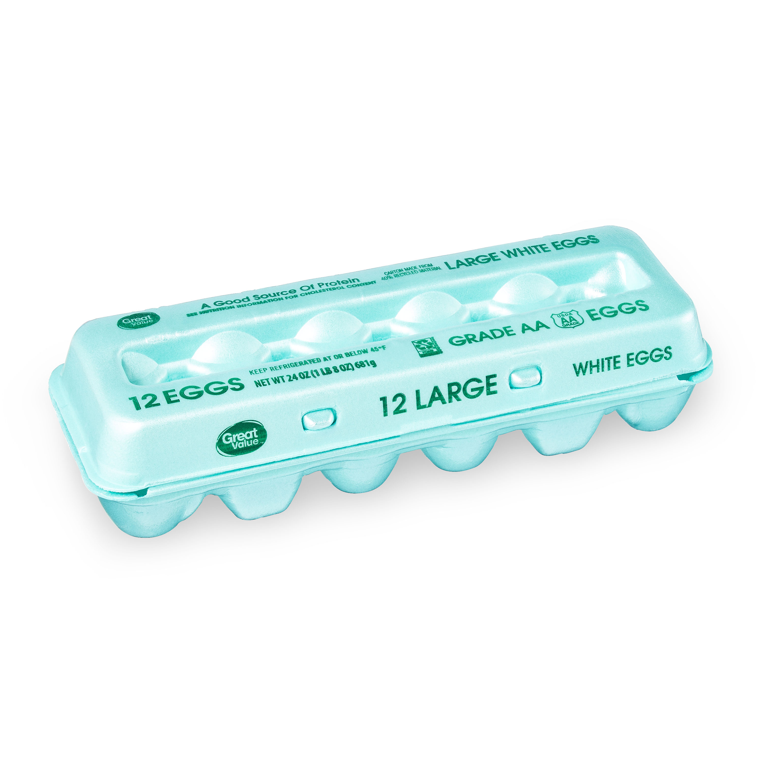Great Value White Large Eggs, 12 Count
