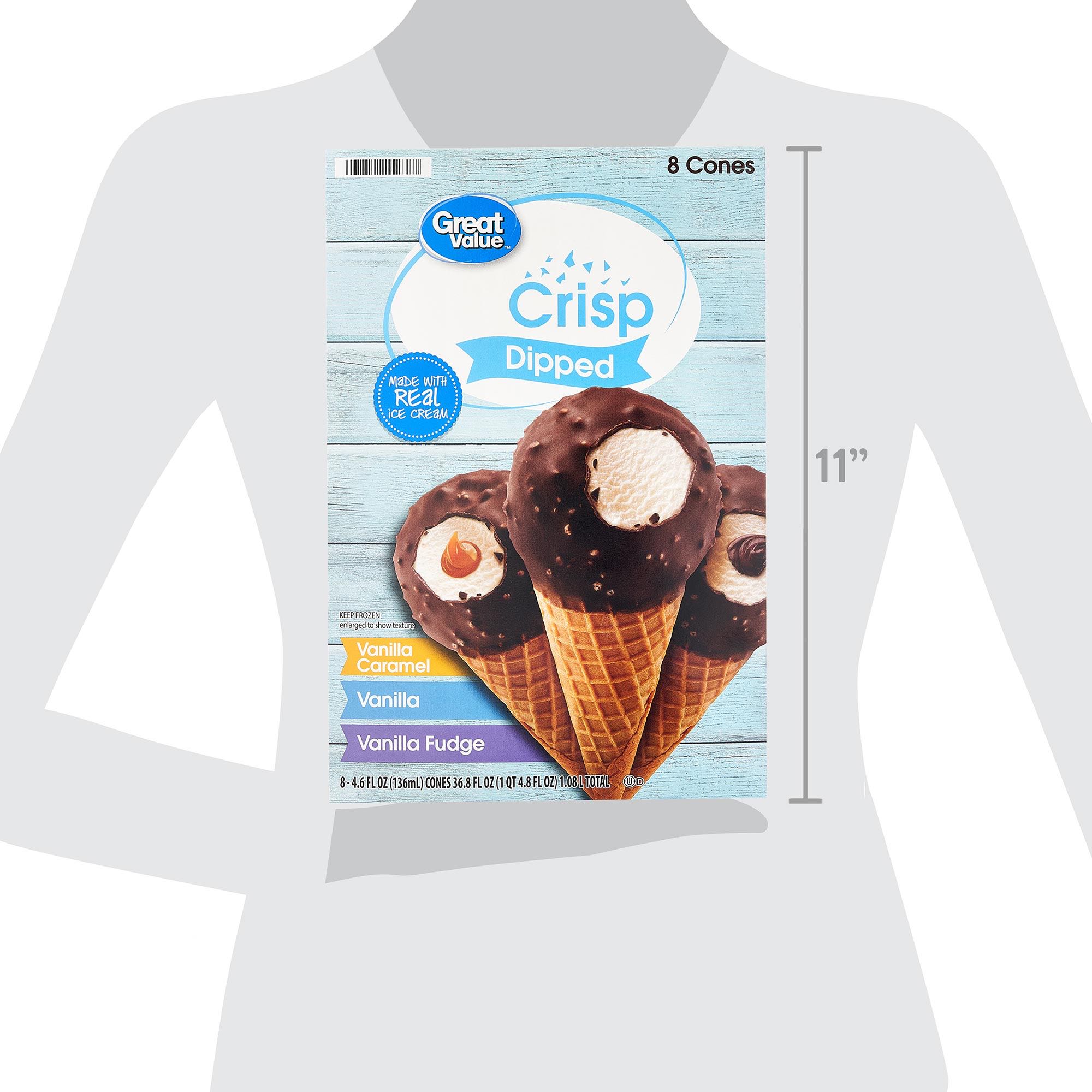 Great Value Crisp Dipped Ice Cream Cones Variety Pack, 4.6 fl oz, 8 Pack thumbnail 2