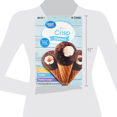Great Value Crisp Dipped Ice Cream Cones Variety Pack, 4.6 fl oz, 8 Pack thumbnail 2