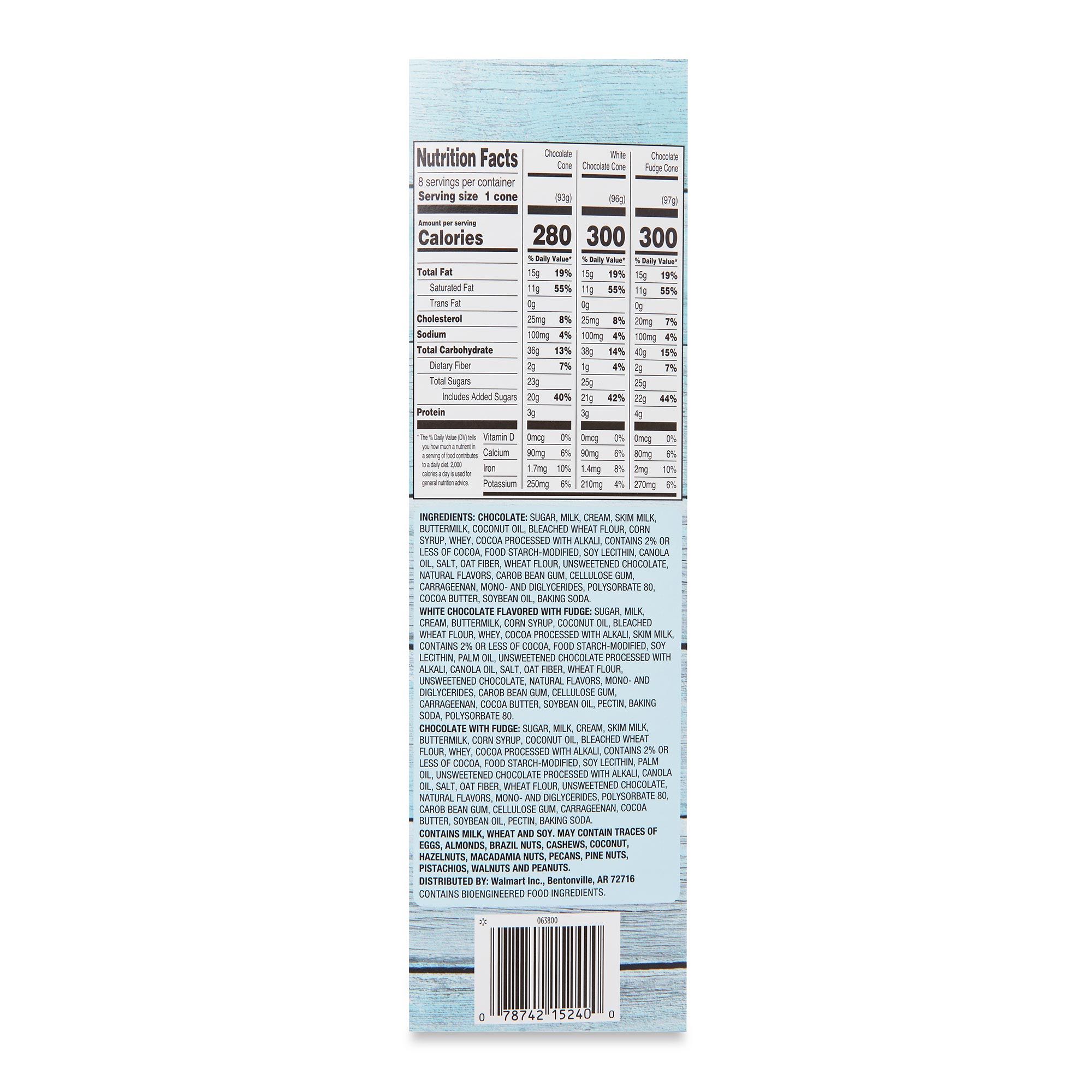 Great Value Cookie Dipped with Chocolate Ice Cream Cones, Variety Pack, 4.6 fl oz, 8 Pack thumbnail 2