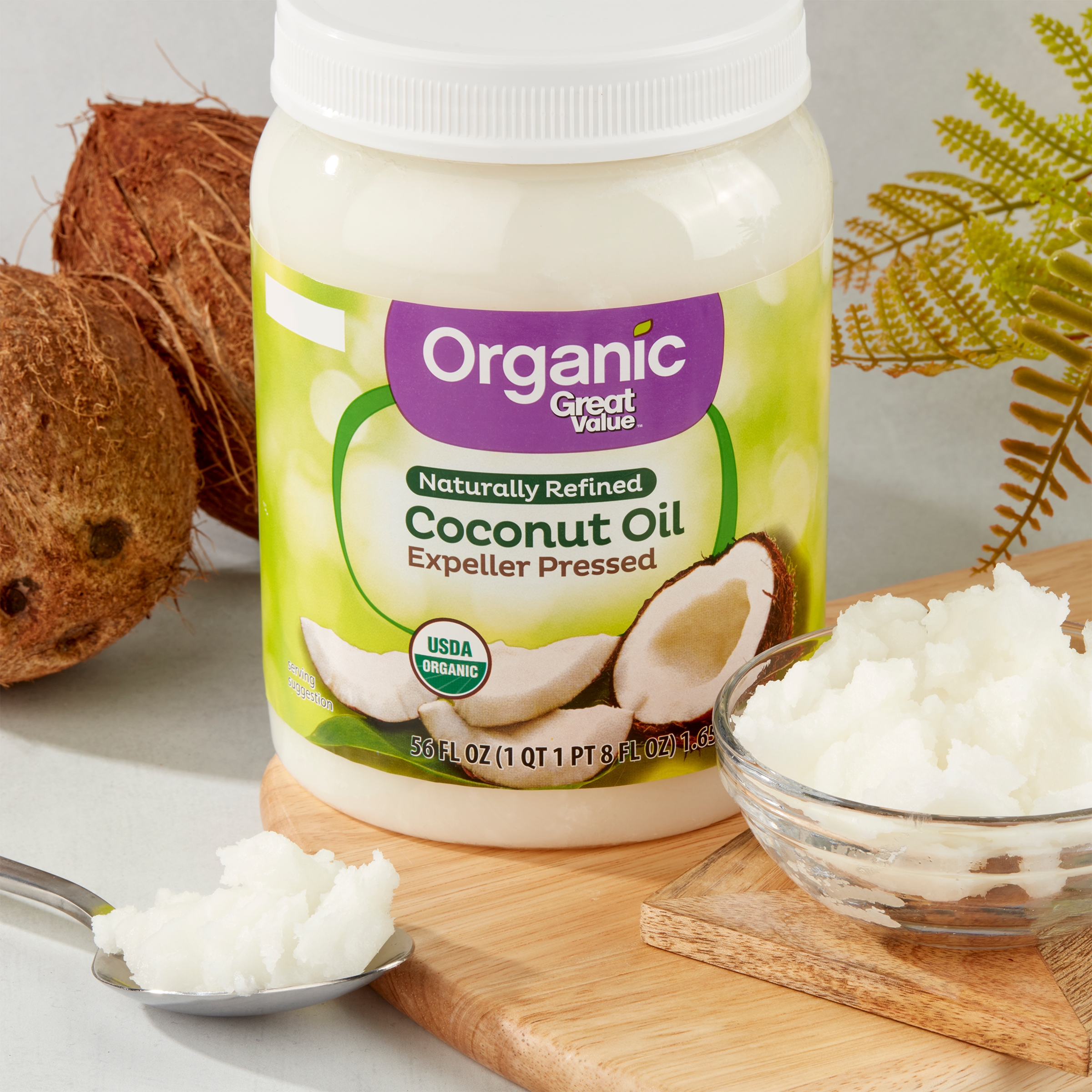 Great Value Organic Naturally Refined Coconut Oil, 56 fl oz thumbnail 2