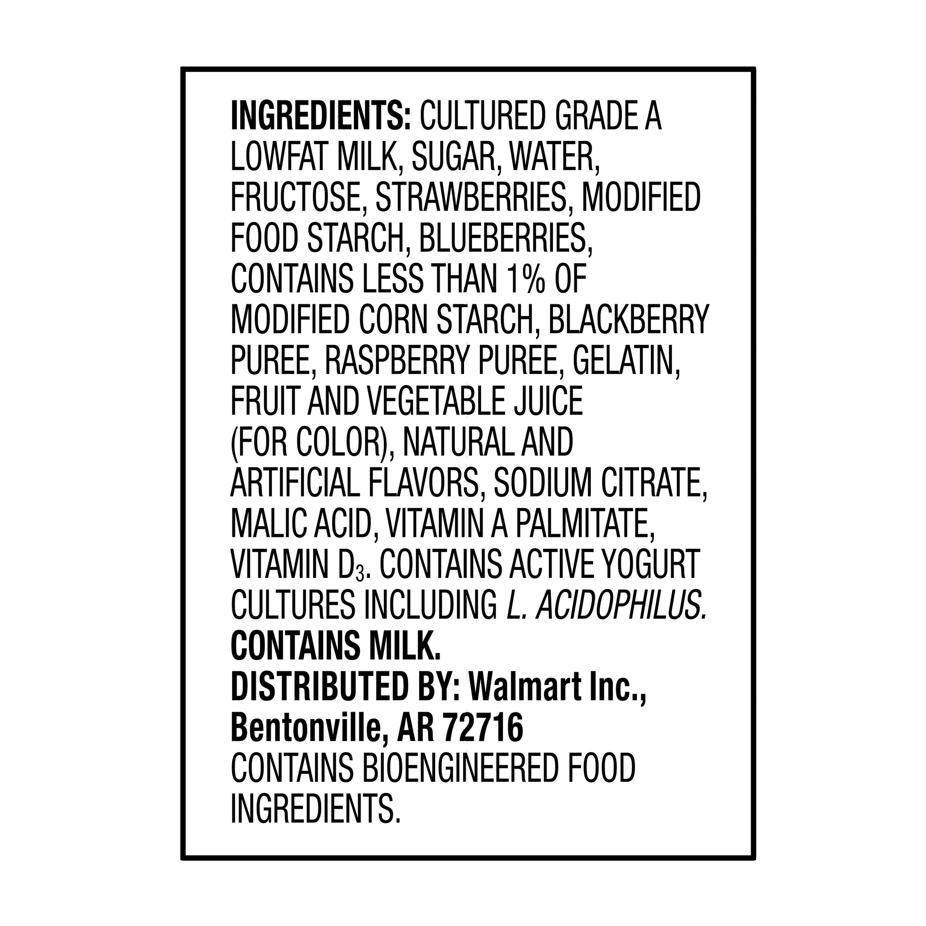 Great Value Original Mixed Berry Lowfat Yogurt, 6 oz, 4 Count thumbnail 4