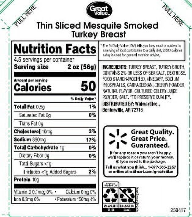 Great Value Mesquite Smoked Turkey Breast Lunchmeat, 16 oz Plastic Tub thumbnail 4