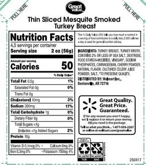 Great Value Mesquite Smoked Turkey Breast Lunchmeat, 16 oz Plastic Tub thumbnail 4