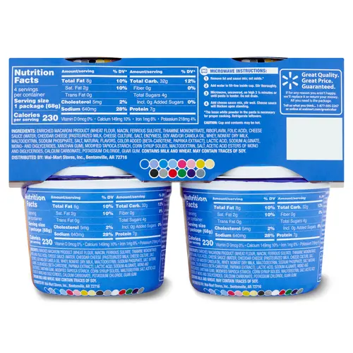 Great Value Premium Shells & Cheese Microwavable Cups, Original, 2.39 oz, 4 Count (Shelf Stable) thumbnail 4