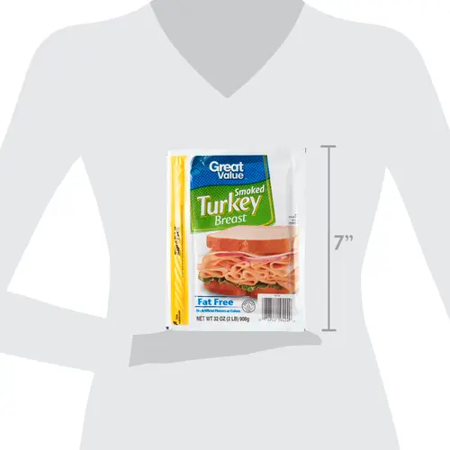 Great Value, Fat Free, Smoked Turkey Breast, 32 oz Bag, Deli - Sliced thumbnail 3