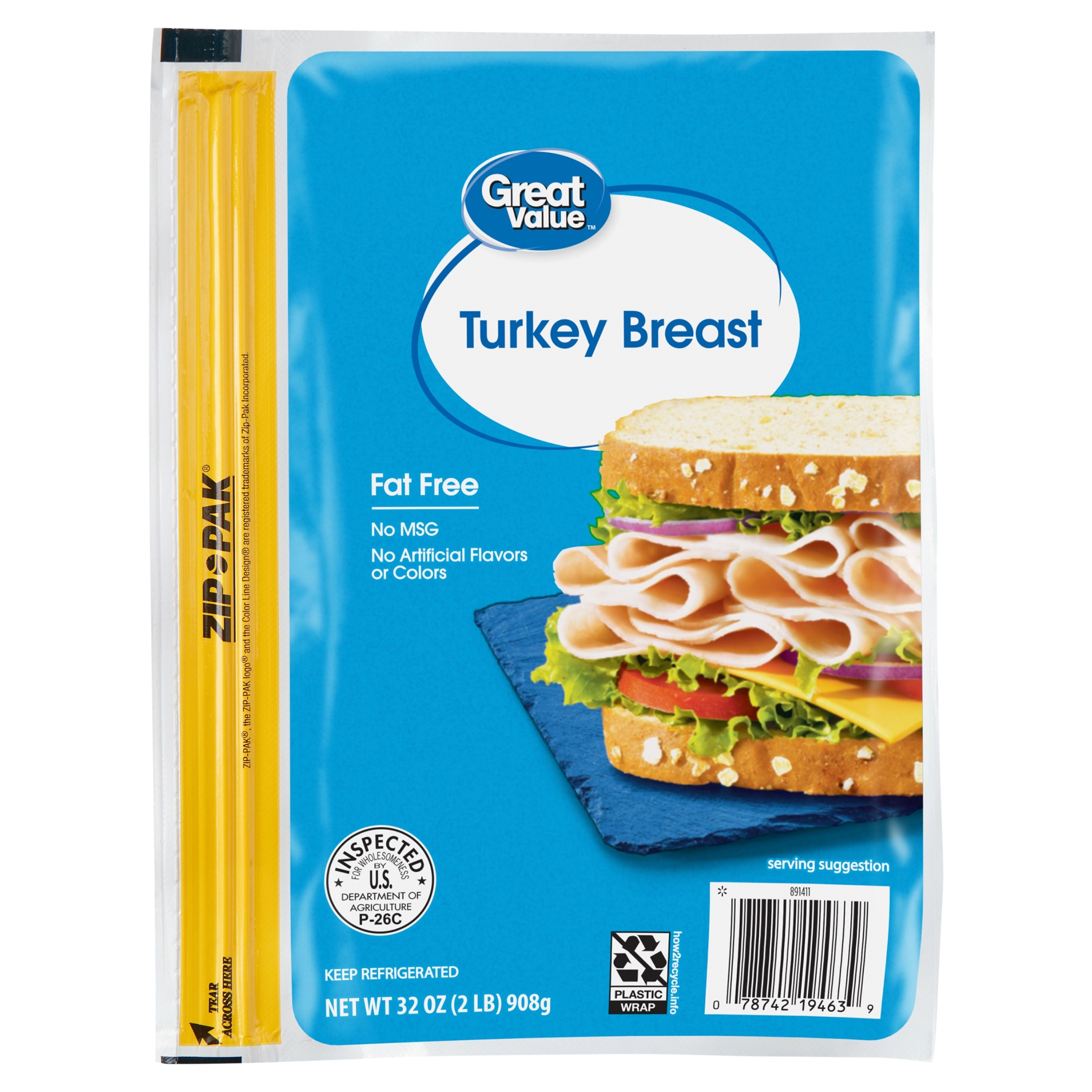 Great Value, Smoked Turkey Breast, 32 oz, Deli - Sliced