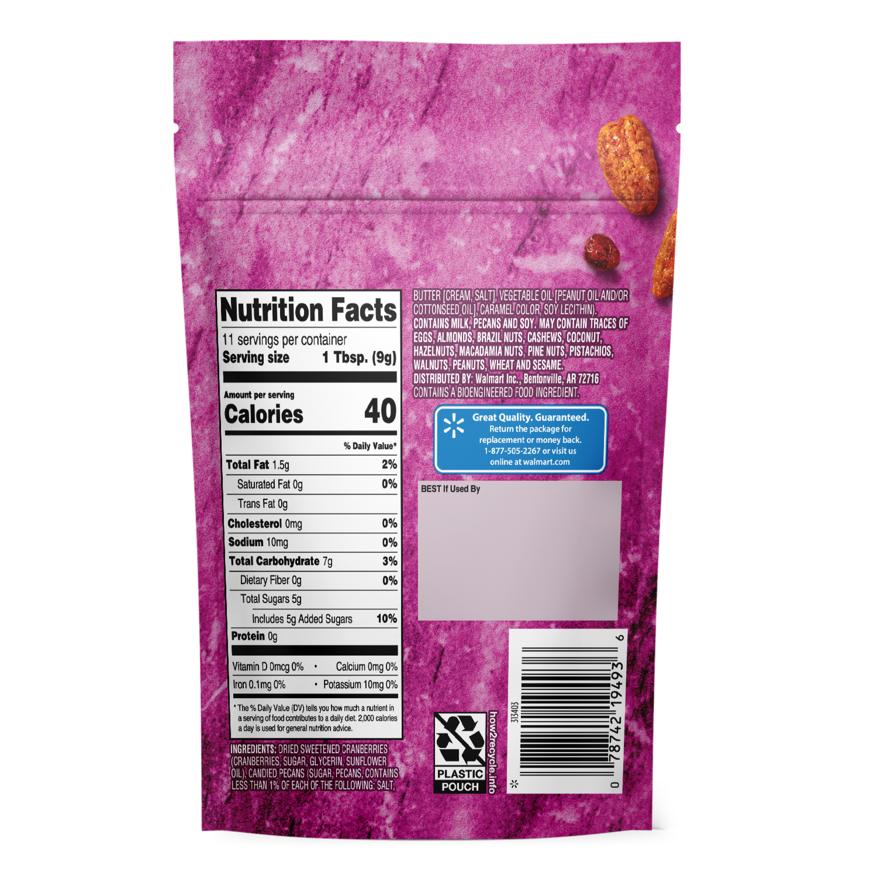 Great Value Dried Cranberries & Candied Pecans, 3.5 oz thumbnail 3