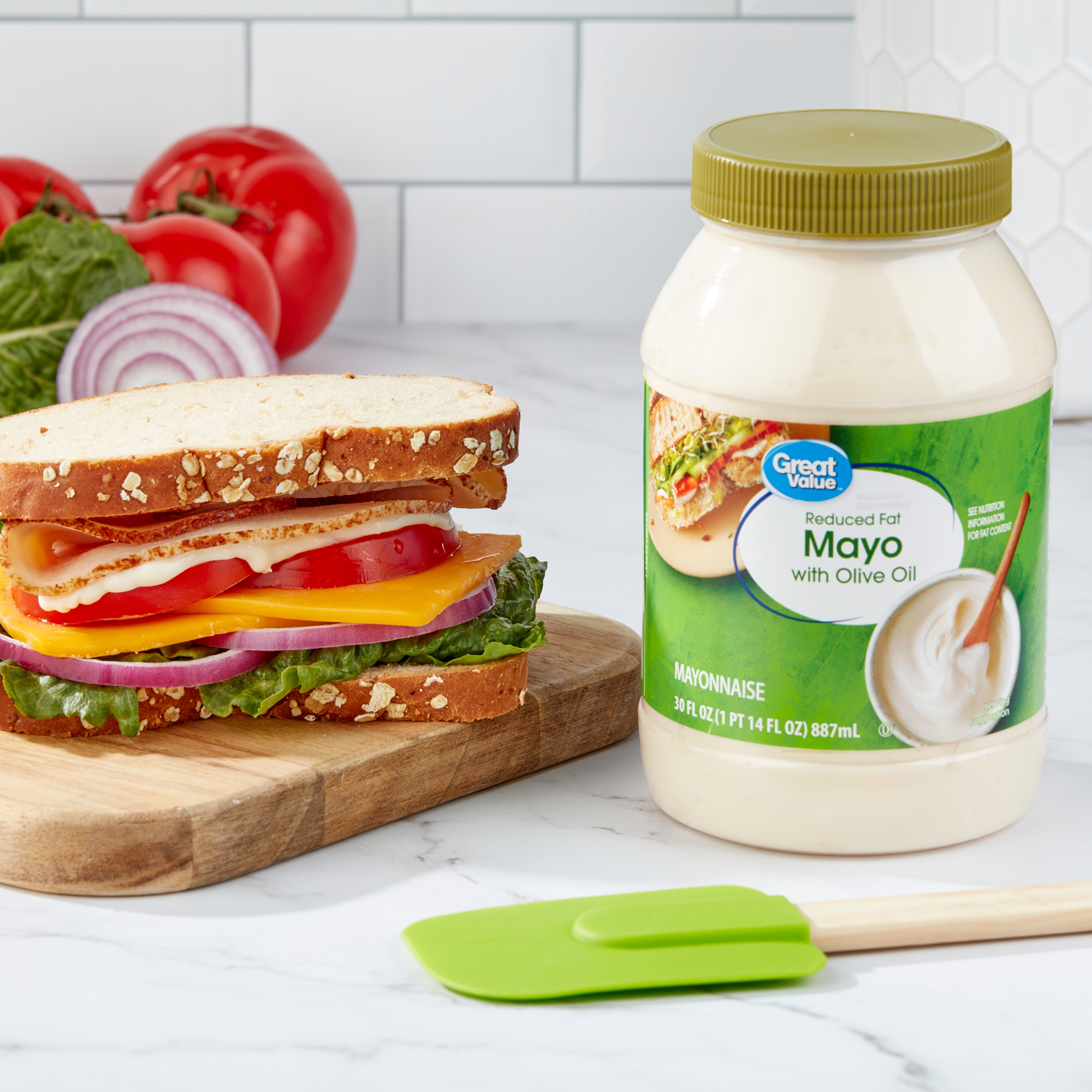 Great Value Reduced Fat Mayonnaise with Olive Oil, 30 fl oz thumbnail 2