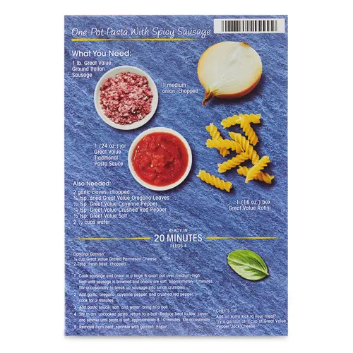 Great Value Rotini, 16 oz Box, (Shelf Stable) thumbnail 3