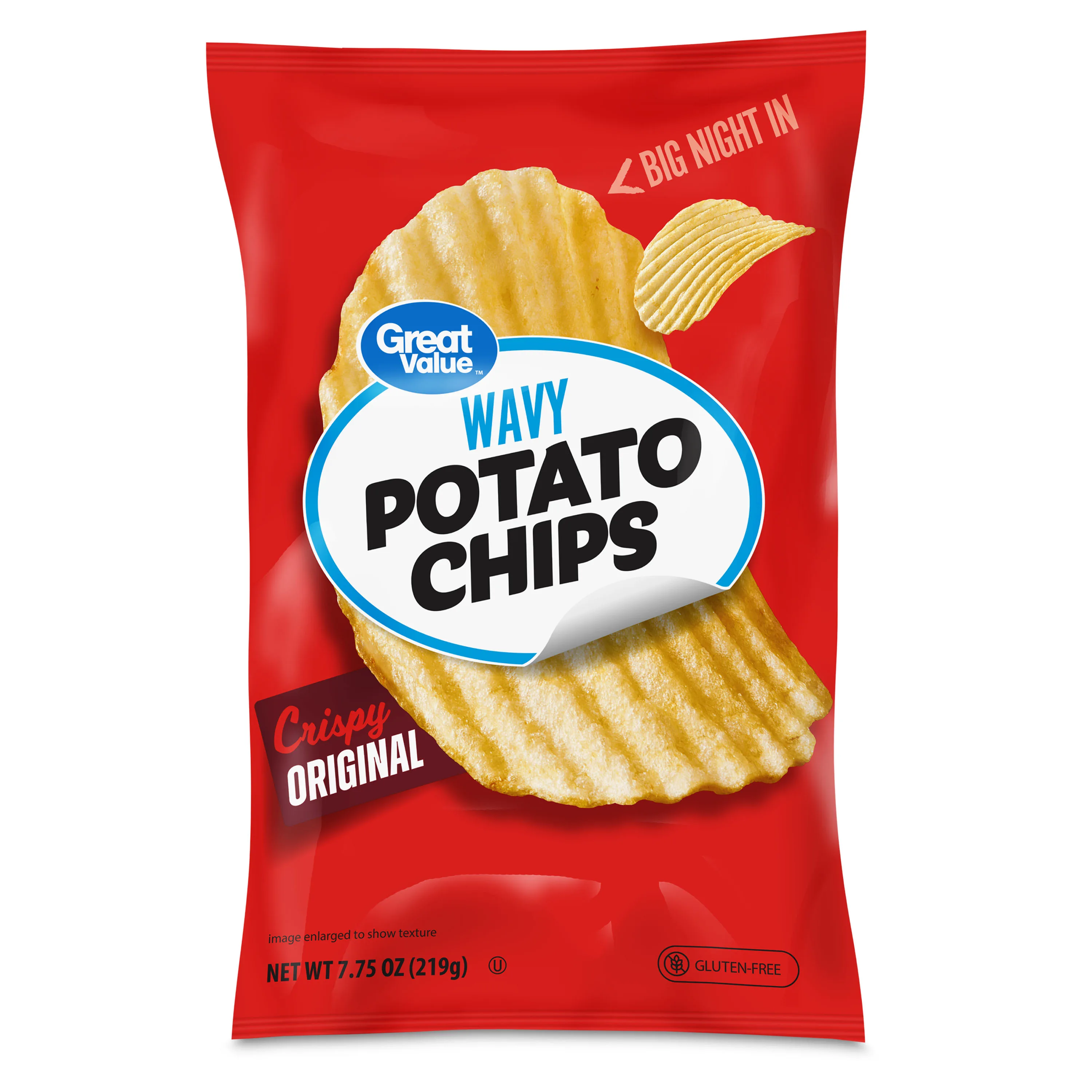 Great Value Wavy Original Potato Chips, 7.75 oz